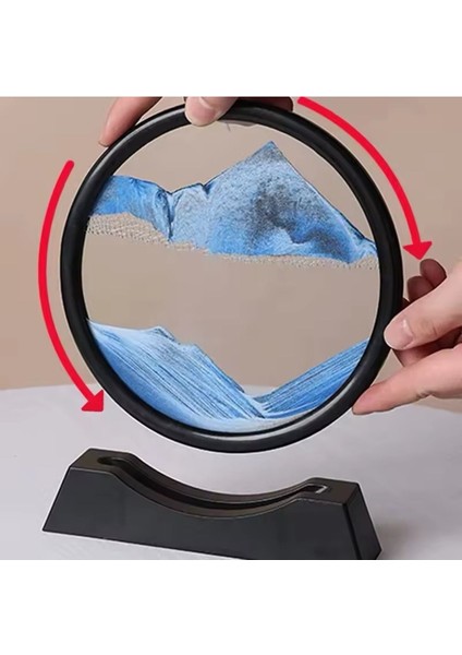 Elite Mavi Hareketli Kum Sanatı Resim Sandscapes Yuvarlak Cam 3D Özel Sevgili Gününe Özel Hediyelik 1 Adet fırsatları