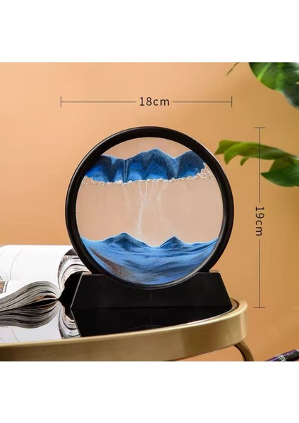 Elite Mavi Hareketli Kum Sanatı Resim Sandscapes Yuvarlak Cam 3D Özel Sevgili Gününe Özel Hediyelik 1 Adet indirimleri