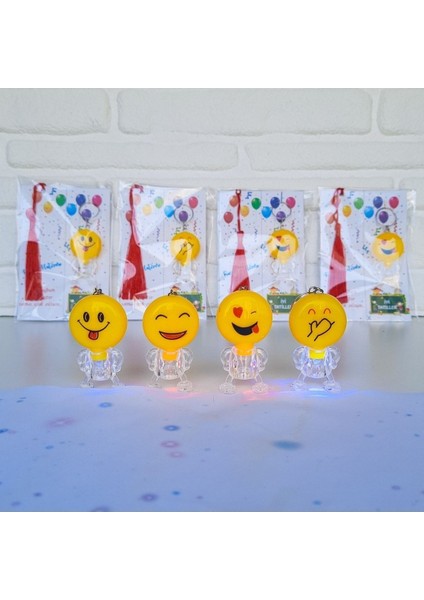 Elite 5 Adet 2'li Karne Hediyesi Işıklı Emojili Anahtarlık ve Kitap Ayracı-Çocuk Bayram Hediyelik 1 Adet