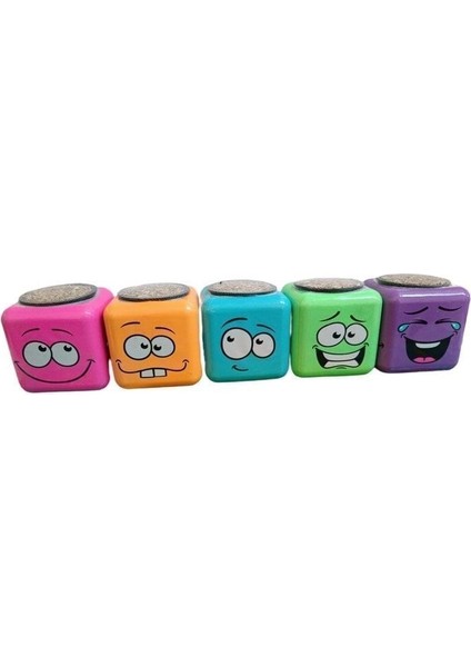 Elite 24'lü Rengarenk 3 Tarafı Emojili Figürlü Küp Çim Adamlar Okul ve Okul Öncesi Hediyelik Çim Adam 1 Adet