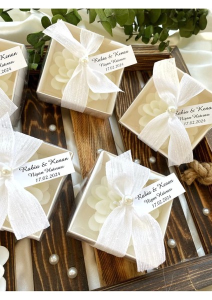 Elite 20 Adet Süslemeli Lotus Mum, Nikah Şekeri, Doğum, Sünnet, Düğün Nişan Söz, Kına, Hediyelik 1 Adet