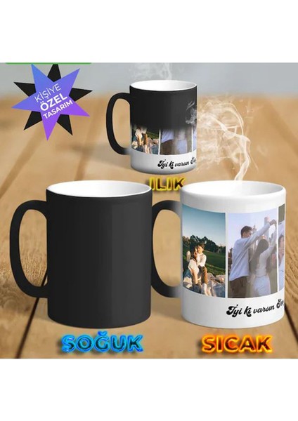 Elite Kişiye Özel Fotoğraf lı ve Isimli Sihirli Kupa Bardak 1 Adet modelleri