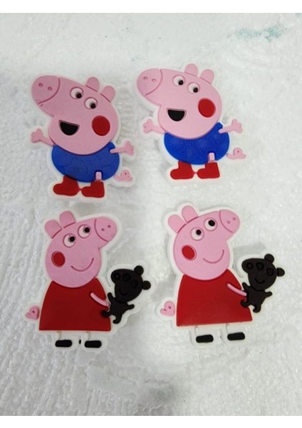 Elite Peppa Pig 4 Adet Büyük Boy Terlik Süsü 5x4.5 cm Peppa 1 Adet