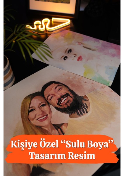 Elite Kişiye Özel Fotoğraftan Sulu Boya Resim, Sevgiliye & Arkadaşa Özel Hediye 35X50 1 Adet fiyatları