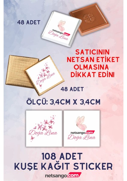 Elite Kelebek Desenli Hediyelik Seti / Çikolata Etiketi - Kolonya Etiketi - Kutu Etiketi 1 Adet modelleri