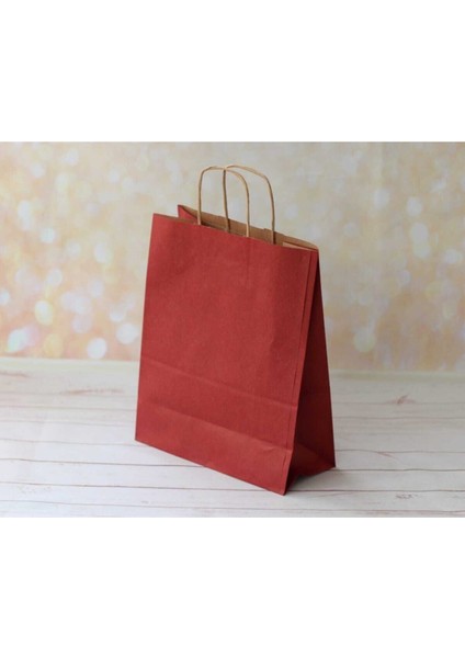 Elite Büküm Saplı Bordo Kağıt Çanta 25X12X31 5'li 1 Adet
