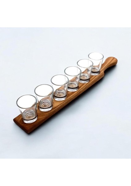 Elite Ahşap Tekila Sunum ve 6 Lı Shot Bardak Seti, Tekila Standı, Tekila, Hediye Seti, Yılbaşı Hediyesi 1 Adet modelleri