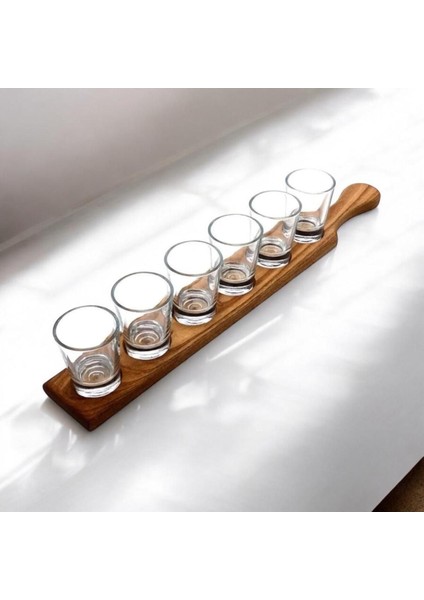 Elite Ahşap Tekila Sunum ve 6 Lı Shot Bardak Seti, Tekila Standı, Tekila, Hediye Seti, Yılbaşı Hediyesi 1 Adet fırsatları