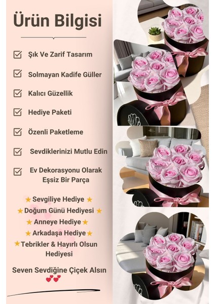 Elite Sevgiliye Özel Hediye Gül Kutu Pembe Hediyelik Çiçek Doğum Günü Arkadaşa Eşe Kız Yıldönümü Sevgili 1 Adet modelleri