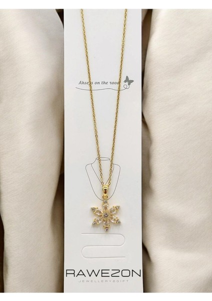 Elite Işıklı Kırmızı Renk Hediye Kutulu Çelik Gold Zincirli Lotus Çiçeği Kolye- Sevgiliye Arkadaşa Hediye 1 Adet indirimleri