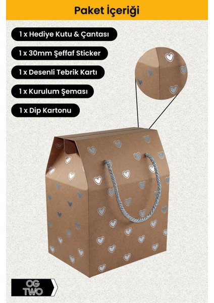 Elite Premium Konsept Tasarım Kraft Hediye Kutusu Sevgiliye Hediye Paketi Gümüş Kalpli - 24X14X20CM 1 Adet indirimleri