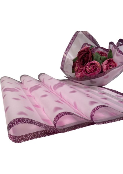 Elite Kalpli Desenli Kenar Çerçeveli- Çiçek Buket Kağıdı- Mat OPP- 55X55CM- 10SAYFA 1 Adet