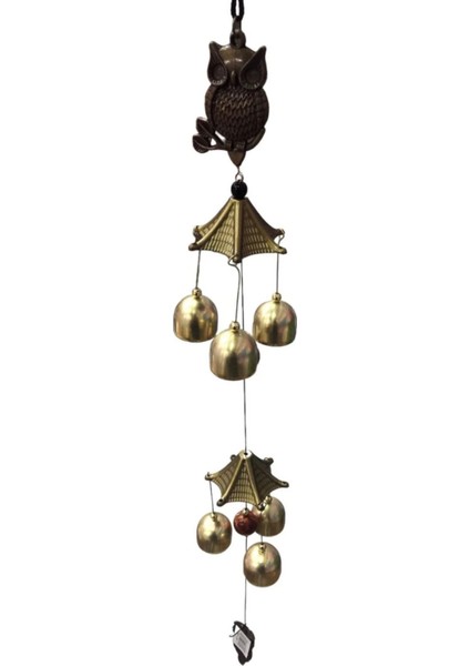Elite Feng Shui Baykuş ve Güneş Figürlü Çift Katlı Metal Rüzgar Çanı - 60 cm Uzunluk 1 Adet fırsatları