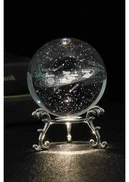 Elite Kristal Top Uzay Serisi Ev Dekoratif Sanat Tatil Hediye Gezegenler Model Metal Ayaklı 1 Adet
