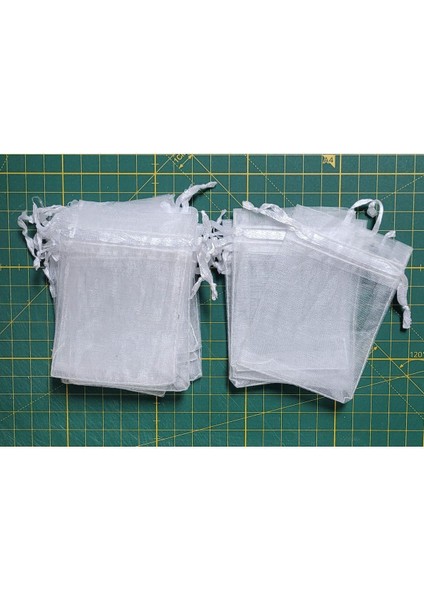 Organze Tül Kese - Kına Çerez Kesesi - Takı Ambalaj - 7x9 cm 50 Adet - Minik Boy - Beyaz Renk 1 Adet
