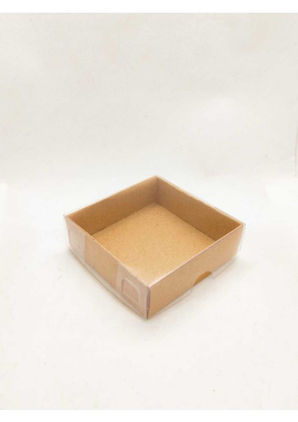 6X6X2 cm Asetat Kapaklı Kraft Kutu 100 Adet 1 Adet
