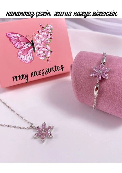 Kararmaz Çelik Pembe Lotus Kolye,bileklik ,mum ve Kokulu Pembe Gül Hediye Sepeti Sevgiliye Set 1 Adet