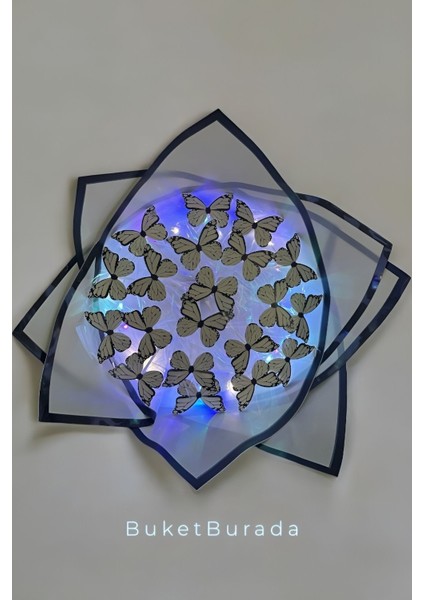 LED Işıklı Beyaz Kelebek Buketi Sevgiliye Hediye Doğum Anneler Günü Yapay Çiçek Solmayan Anneye 1 Adet fırsatları