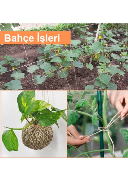 Doğal Kırnap Ipi / Jüt Ipi - 10 Metrelik 2'li Set Paketleme Ipi Süsleme Ipi Jüt Ip 1 Adet