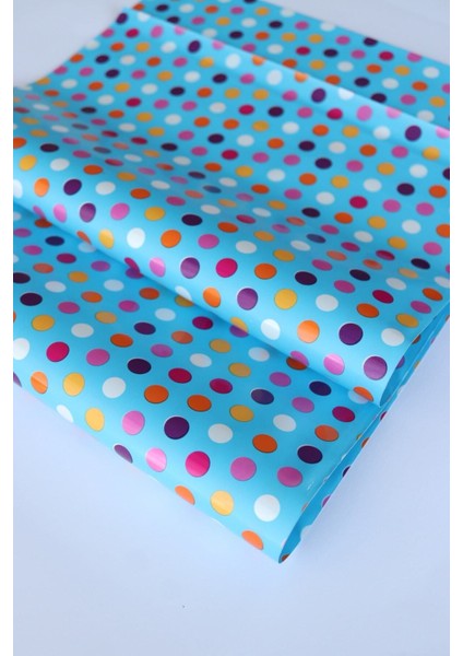 Elite Kendinden Yapışkanlı- Bantlı Hediye Paketi/poşeti, Mavi-Renkli Puantiye 5 Adet (30X45CM ) 1 Adet