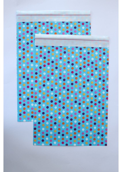 Elite Kendinden Yapışkanlı- Bantlı Hediye Paketi/poşeti, Mavi-Renkli Puantiye 5 Adet (30X45CM ) 1 Adet