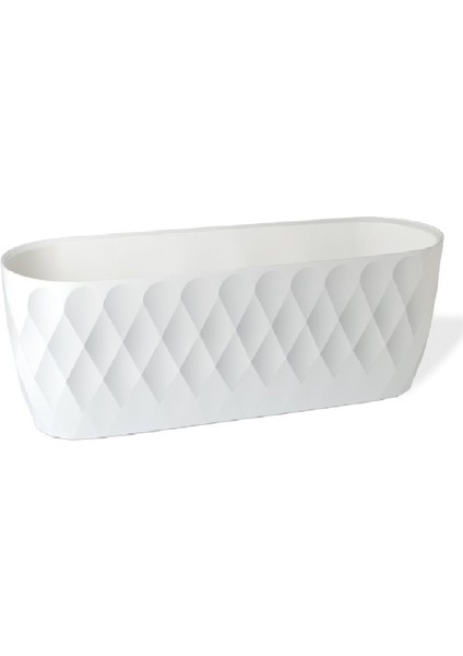 Elite 6,5 Lt Yakamoz Balkon Saksısı Hazneli Baklava Desenli Plastik Saksı 2 No 48 cm 1 Adet