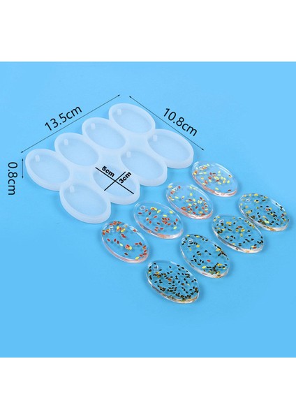Elite Epoksi Çoklu Silikon Kalıp Anahtarlık Oval Delikli Kolye Küpe Kalıbı 5x3 cm 8 Li 1 Adet indirimleri