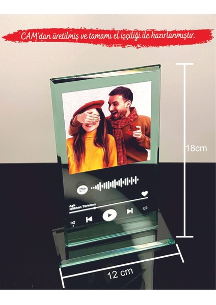 Elite Spotify Cam Plak, Spotify Barkodlu Kişiye Özel Hediye 1 Adet