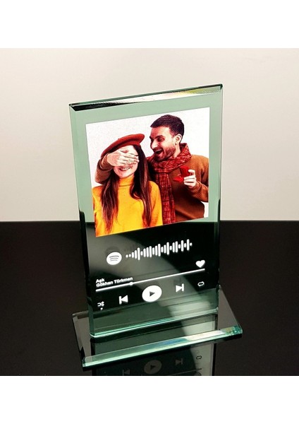 Elite Spotify Cam Plak, Spotify Barkodlu Kişiye Özel Hediye 1 Adet