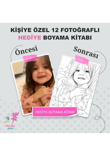 12 Fotoğraflı Boyama Kitabı Kişiye Özel , Sevgiliye Hediye Arkadaşa Hediye Doğum Günü Hediye 1 Adet