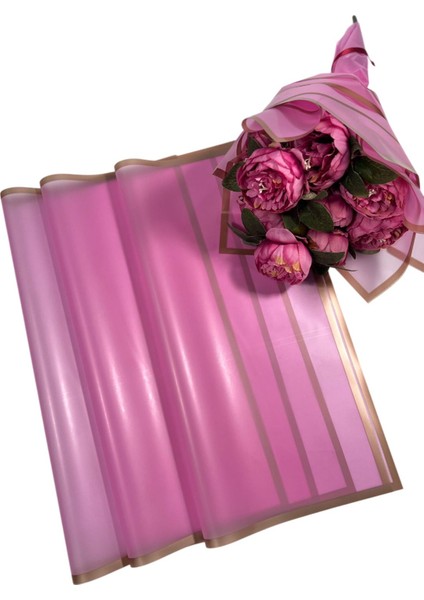 Çiçek Buket Kağıdı Rose Pembe Kenar Çerçeveli Pembe Zemin Lüks Mat Opp 55X55CM-20 Sayfa 1 Adet fiyatları