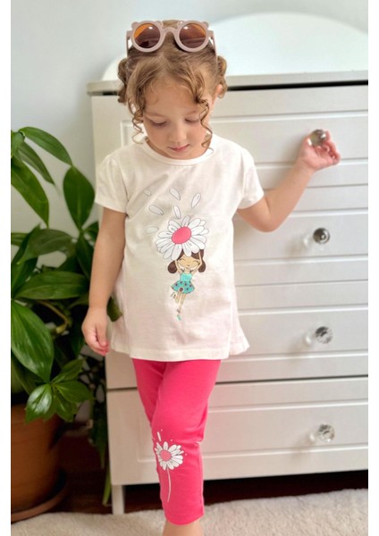 Kız Çocuk Kapri Taytlı Takım Papatya Perisi 2-6 Yaş, Ekru fiyatları