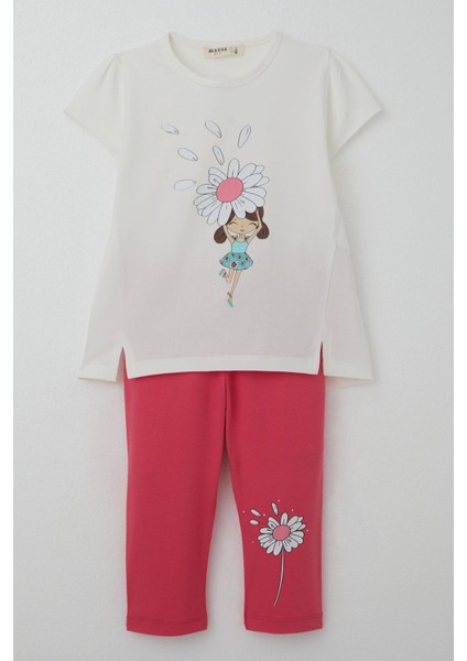 Kız Çocuk Kapri Taytlı Takım Papatya Perisi 2-6 Yaş, Ekru modelleri