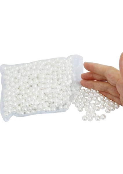 Deliksiz Inci Boncuk, Deliksiz 8mm Beyaz Plastik Çakma Incisi 100 Adet 1 Adet