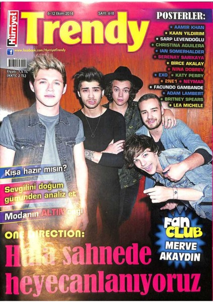 Hürriyet Trendy Dergisi 6-12 Ekim 2014 SAYI618 - One Direction Hala Sahnede Heyecanlanıyoruz - Poste 1 Adet
