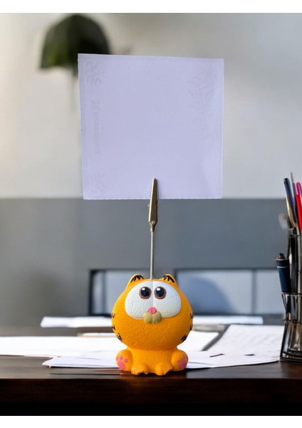 Tembel Sarı Kedi Fotoğraf Not Tutacağı Ofis Masası Hediyelik Tutucu 1 Adet