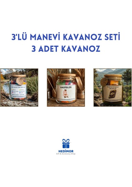 3'lü Manevi Kavanoz Seti – Ayetler, Hadisler ve Esmaü’l Hüsna 1 Adet