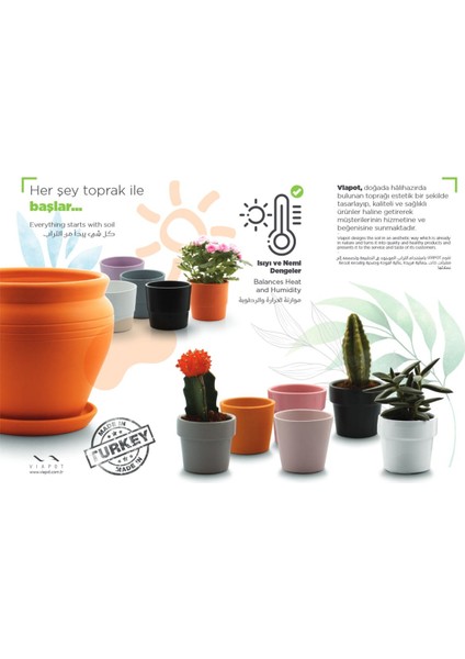 Elite Paris Toprak Saksı Büyük Delikli Tabaksız 2 Adet 15X13CM 1200 ml - Beyaz 1 Adet