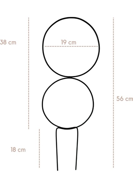 Elite Plot Siyah Metal Bitki Desteği – Çift Halkalı 57CM Boy, 19CM Çap, Tırmanıcı ve Sarmaşık Uyumlu 1 Adet