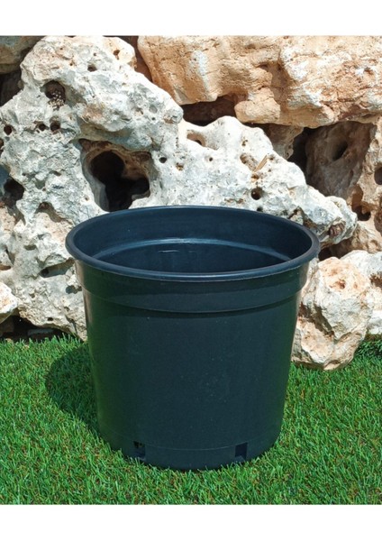 Elite Siyah Üretim Saksısı 4,6 Lt 5 Adet Yuvarlak Saksı Çiçek Saksısı Plastik Saksı Yetiştirme Saksısı 1 Adet