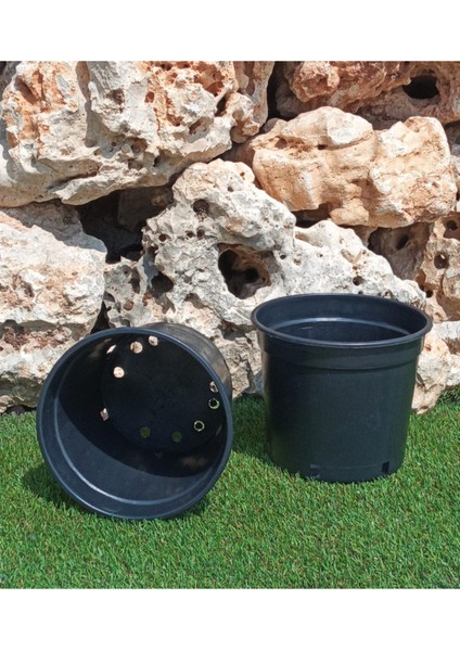 Elite Siyah Üretim Saksısı 4,6 Lt 5 Adet Yuvarlak Saksı Çiçek Saksısı Plastik Saksı Yetiştirme Saksısı 1 Adet
