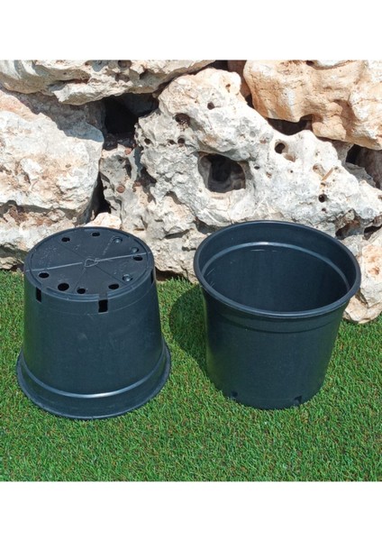 Elite Siyah Üretim Saksısı 4,6 Lt 5 Adet Yuvarlak Saksı Çiçek Saksısı Plastik Saksı Yetiştirme Saksısı 1 Adet