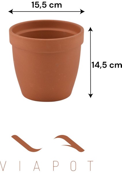 Elite 4 Adet Spring Toprak Saksı Büyük Delikli Tabaksız 15,5X14,5CM 1300ML 1 Adet