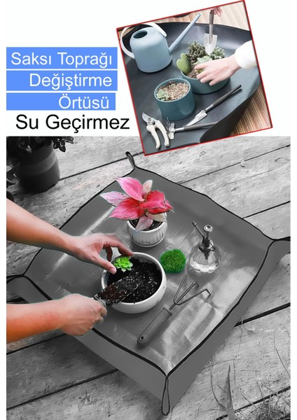 Elite Su Geçirmez Çiçek Toprağı Saksı Değiştirme Örtüsü Bahçe Matı 80×80 cm 1 Adet