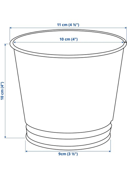 Elite Bıntje Saksı Ikea Çelik Saksı Galvanizli 9cm 2'li 1 Adet
