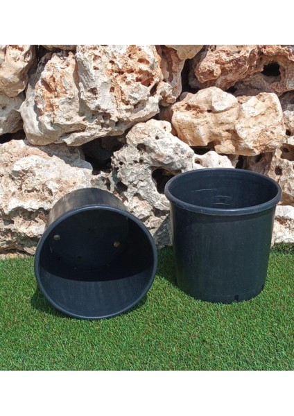 Elite Siyah Üretim Saksısı 9,5 Lt 20 Adet Yuvarlak Saksı Çiçek Saksısı Plastik Saksı Yetiştirme Saksısı 1 Adet