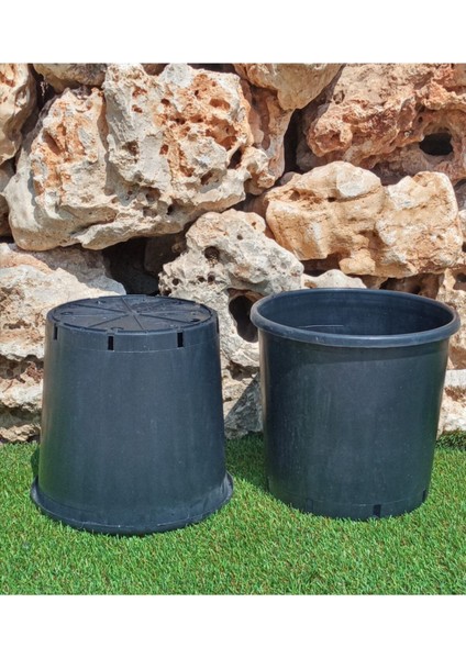Elite Siyah Üretim Saksısı 9,5 Lt 20 Adet Yuvarlak Saksı Çiçek Saksısı Plastik Saksı Yetiştirme Saksısı 1 Adet