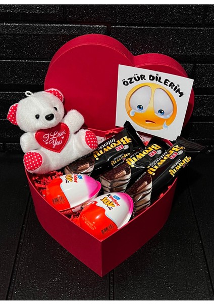 Ese - Sevgiliye Ozur Hediyesi Kalpli Beyaz Ayıcık - Browni Intense ve Kinder Joy Çikolatalar 1 Adet fiyatları