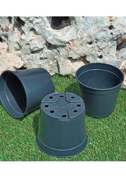 Elite Siyah Üretim Saksısı 1 Lt 15 Adet Yuvarlak Saksı Çiçek Saksısı Plastik Saksı Yetiştirme Saksısı 1 Adet