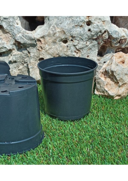 Elite Siyah Üretim Saksısı 1 Lt 15 Adet Yuvarlak Saksı Çiçek Saksısı Plastik Saksı Yetiştirme Saksısı 1 Adet